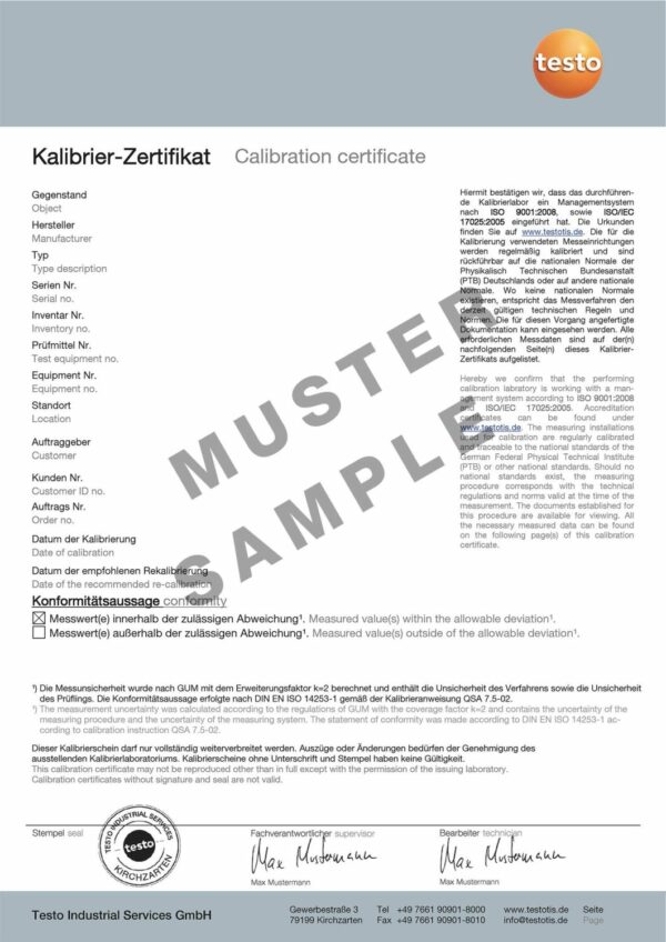 Calibration certificate