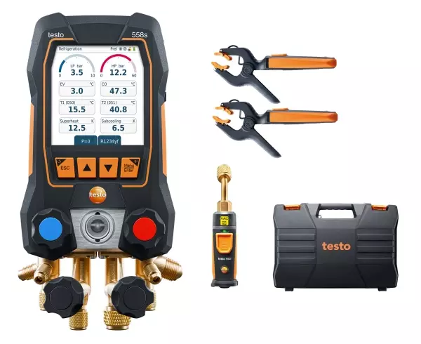 Kit Smart Vuoto testo 558s - Manifold digitale smart con sonde per il vuoto e la temperatura senza fili