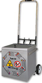 ARMADIO DI SICUREZZA CON CARRELLO PER IL TRASPORTO PER PRODOTTI INFIAMMABILI E RADIOATTIVI - CSF500X