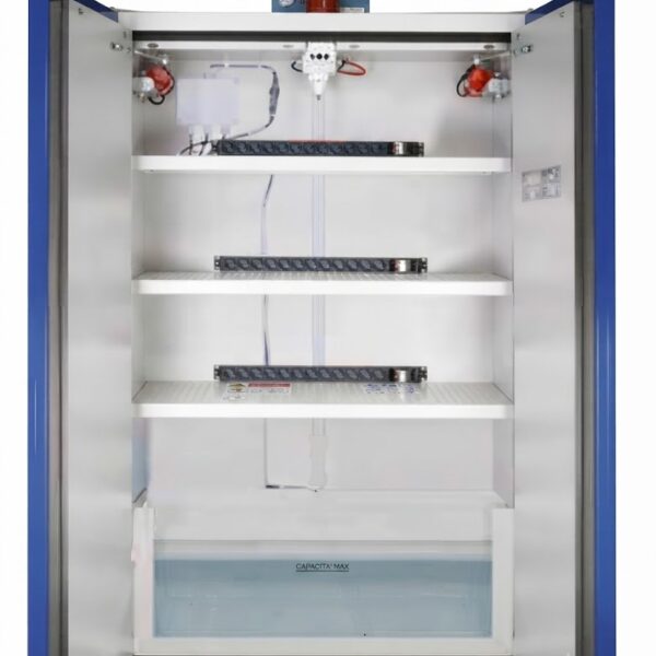 LITHIUMSAFE - ARMADIO DI SICUREZZA A DUE PORTE PER LO STOCCAGGIO DI BATTERIE AL LITIO CON VASCA