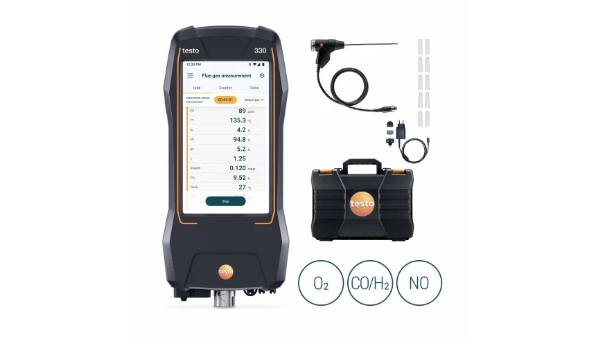 kit testo 330 con NO - Analizzatore di combustione con sensori O₂ e CO + NO (per il calcolo del NOx)